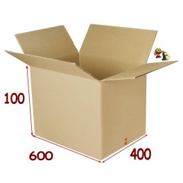 600 x 400 x 100 mm DD Caisse carton (vendu par paquet de 10)