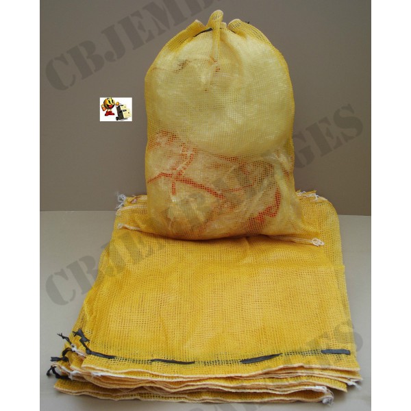 Lot de 100 sacs-filet Orange 50 x 80 cm et 30 kg-Sac en maille filetée avec cordon de serrage Raschel légumes bois pour bois dallumage