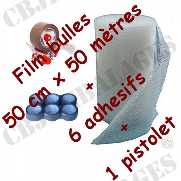 Rouleau Bulles 50 cm x 50 ML + 6 adhesif 50 x 66 + 1 devidoir - CBJ  Emballages